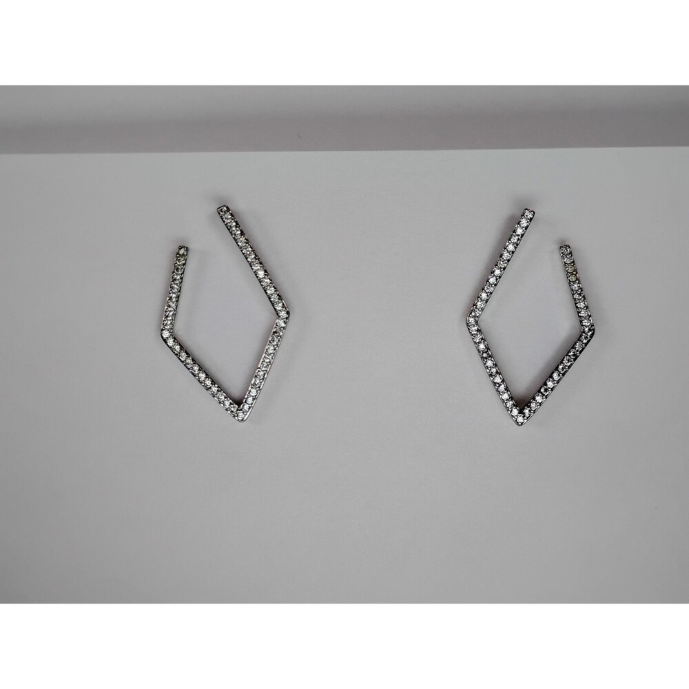 925 Sterling Silver Swarovski Crystal Earrings, Geometric Kite Hoop Rhombus Hoop